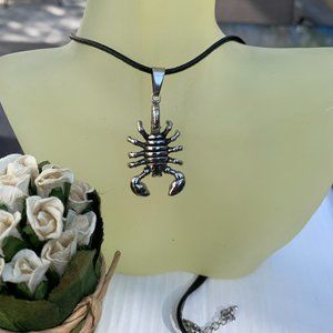 NEW 316L Stainless Steel Scorpion Pendant on a Black Cord Necklace
